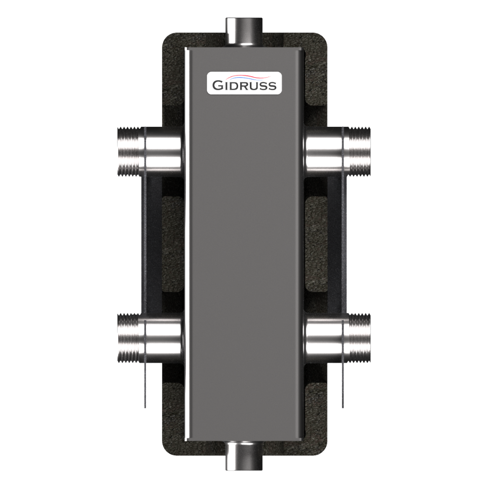 Гидравлическая стрелка 1" GRSS-60-25.EPP до 60 кВт, нерж. сталь, EPP термоизоляция / Gidruss фото на multiBOX