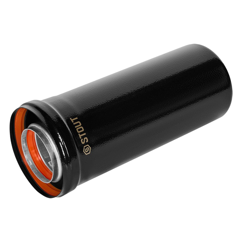 Удлинитель D60/100 п-м L250 мм, черный, традиционный / Stout фото на multiBOX