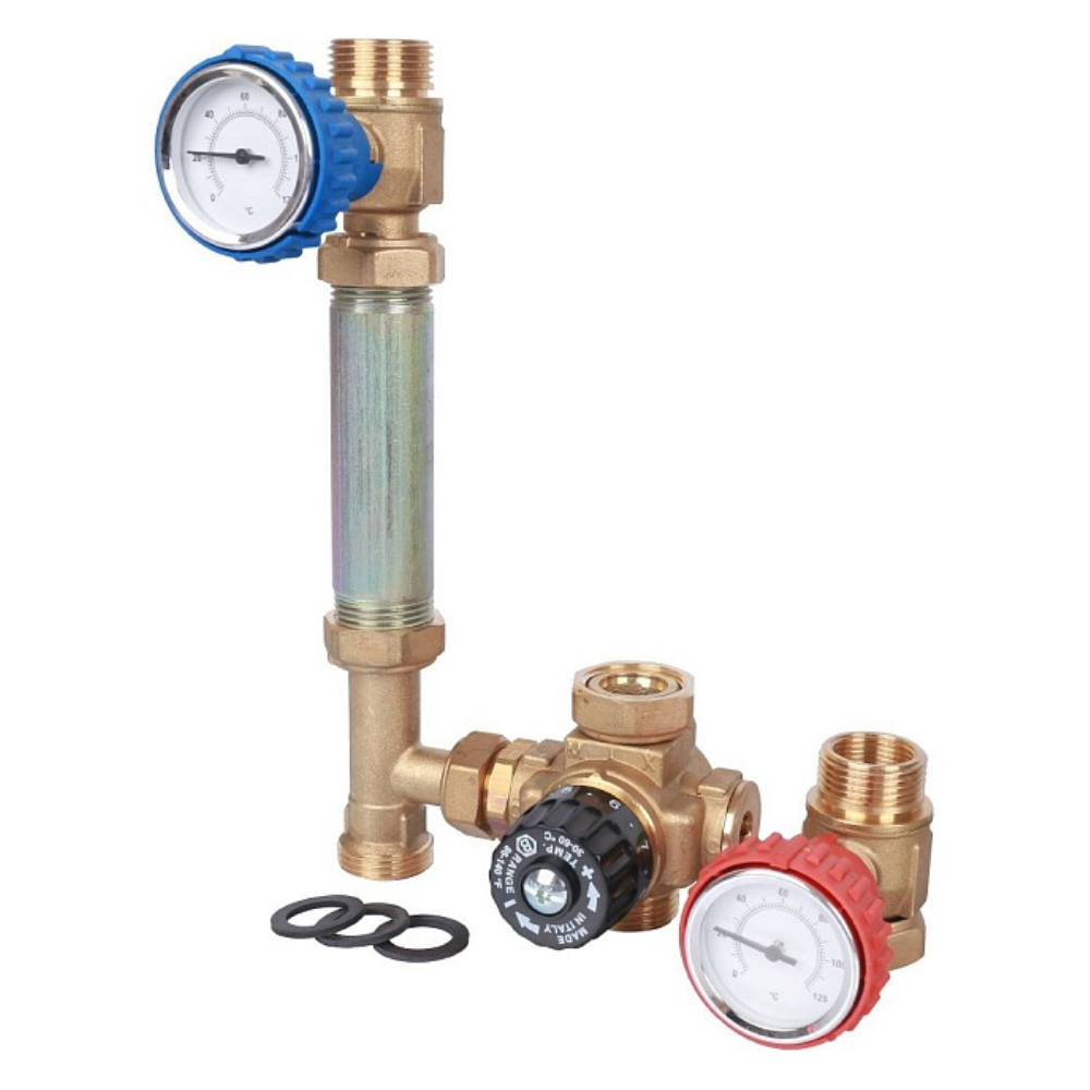 Насосная группа с терм. смесительным клапаном 3/4" в теплоизоляции, без насоса / Stout фото на multiBOX