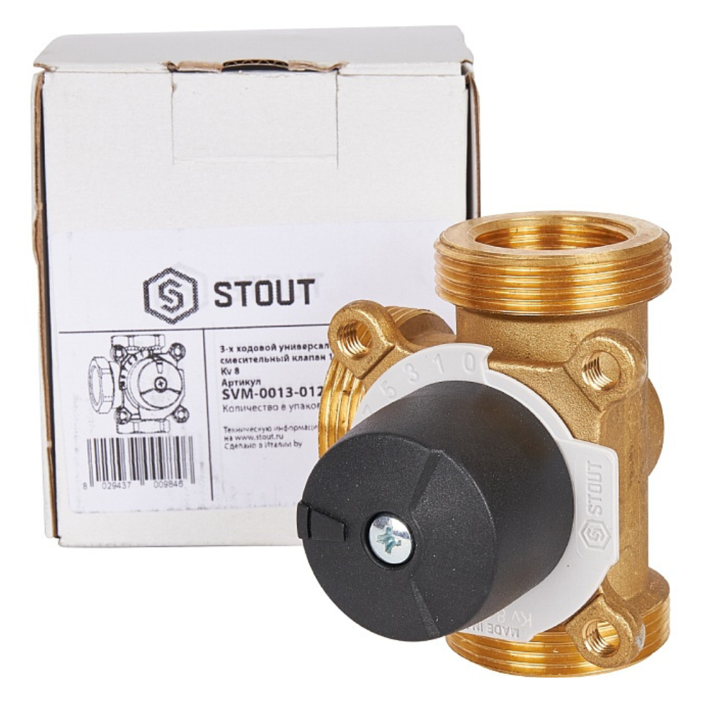 Трехходовой смесительный клапан 1" ВР - 1 1/2" НР, KVs 8 / Stout фото на multiBOX