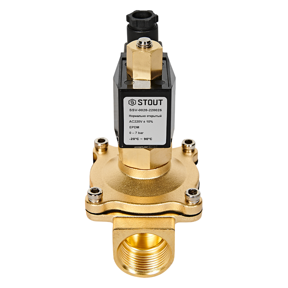 Электромагнитный клапан 1" НО, 220В, прямого действия / Stout фото на multiBOX