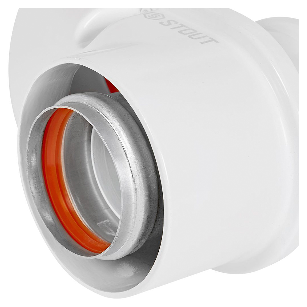 Адаптер моноблочный D60/100 м-п на D80/80 м-м (литой) универсальный для перехода на двухтрубную систему, традиционный / Stout фото на multiBOX