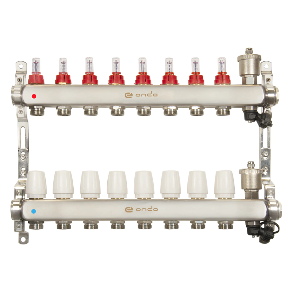 Коллекторная группа на 8 выходов с расходомерами, автоматическим воздухоотводчиком и сливом / ONDO фото на multiBOX