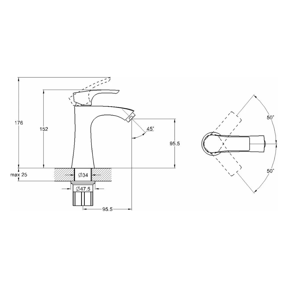 Смеситель для умывальника D25-B, серия 580 (EC0580) / Econoce фото на multiBOX