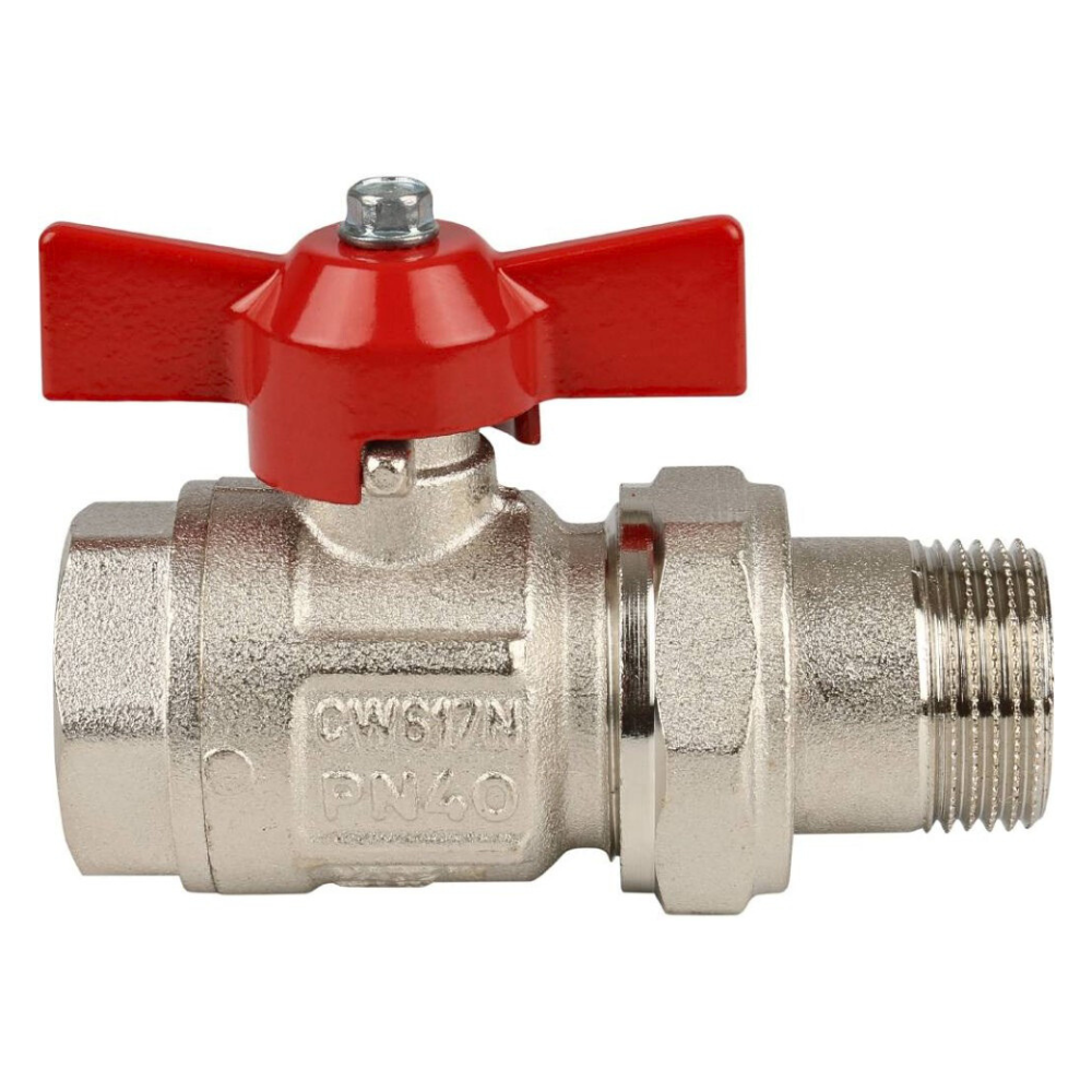 Кран шаровый с накидной гайкой IDEAL 098, 1" НР-ВР полнопроходной, ручка бабочка / Itap фото на multiBOX