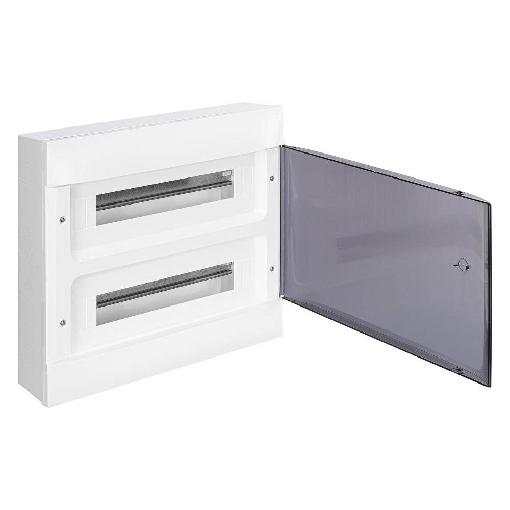 Щиток накладной PRACTIBOX S 36M / 2x18, прозрачная дым. дверь, N+PE, IP40 / Legrand фото на multiBOX