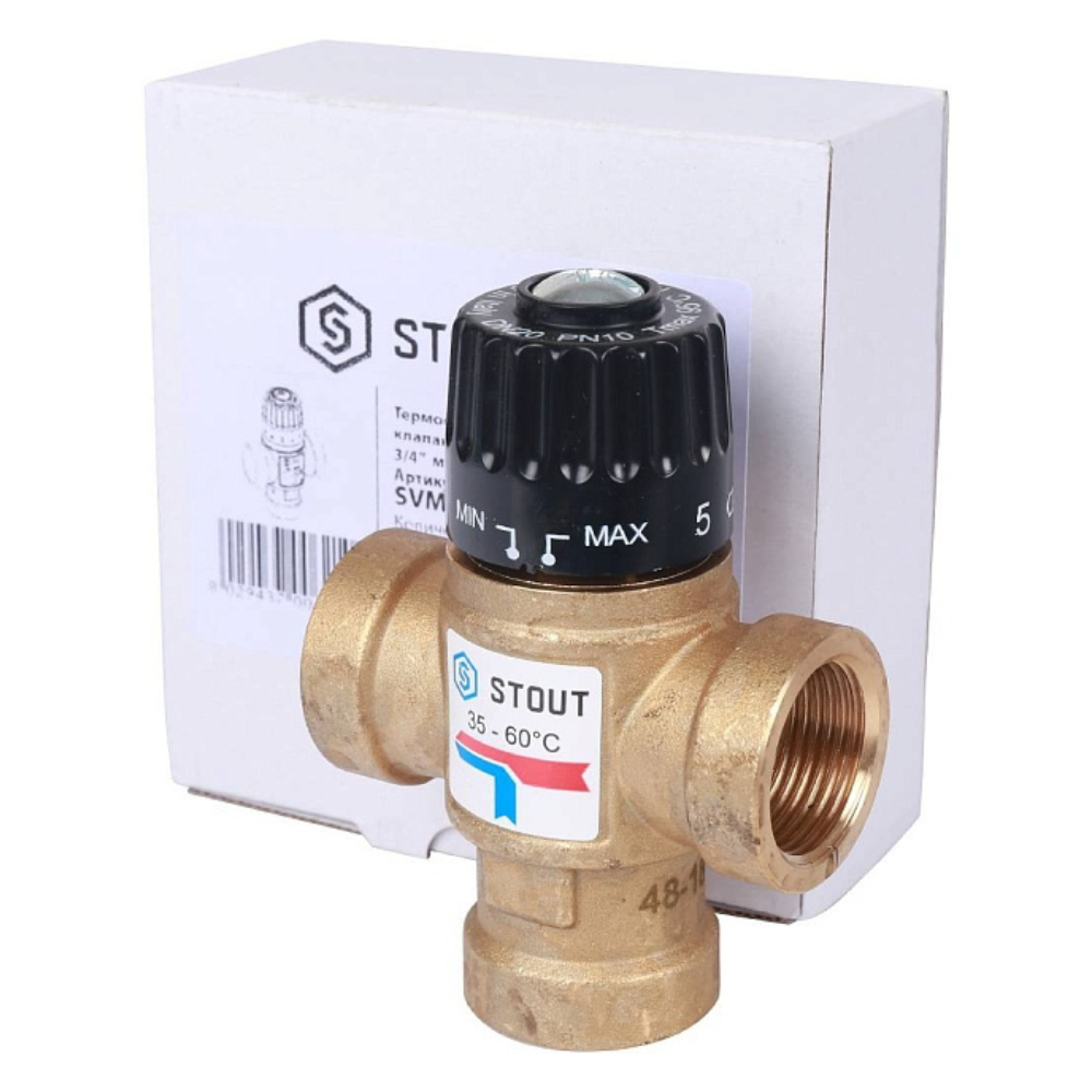 Термостатический смесительный клапан 3/4" ВР, 35-60°С, KVs 1.6 / Stout фото на multiBOX