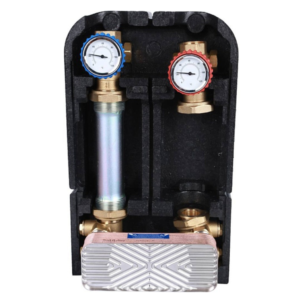 Насосная группа с теплообменником 18 пластин 1" в теплоизоляции, без насоса / Stout фото на multiBOX