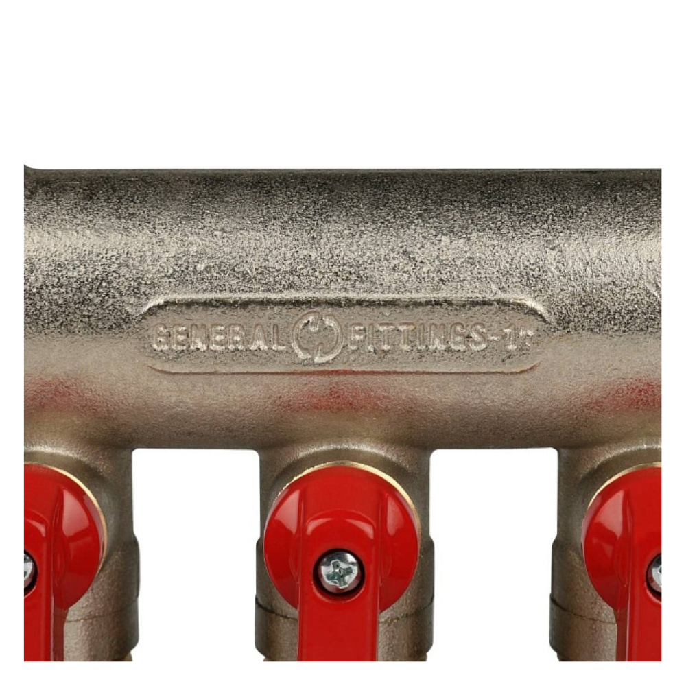 Коллектор с шаровыми кранами 1", 3 отвода 1/2" красные ручки (6200R6N1004R3B) / Stout фото на multiBOX