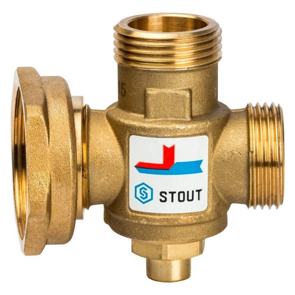 Термостатический смесительный клапан 1" НР - 1 1/2" ВР - 1" НР, 60°С / Stout фото на multiBOX