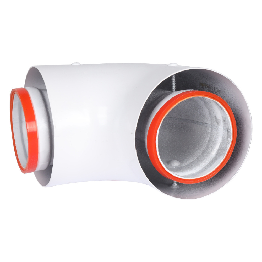 Начальный участок D60/100 угол 90 гр. для котлов Bosch, Buderus, Navien S/C/E, Baxi ECO Nova/Classic, Baltur, Лемакс, Fondital (в комплекте фланец) / Rommer фото на multiBOX