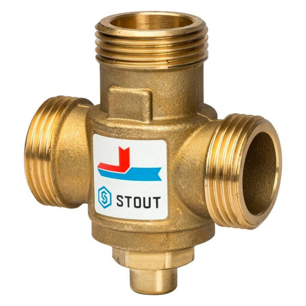 Термостатический смесительный клапан 1 1/2" НР - 1 1/2" ВР - 1" НР, 70°С / Stout фото на multiBOX