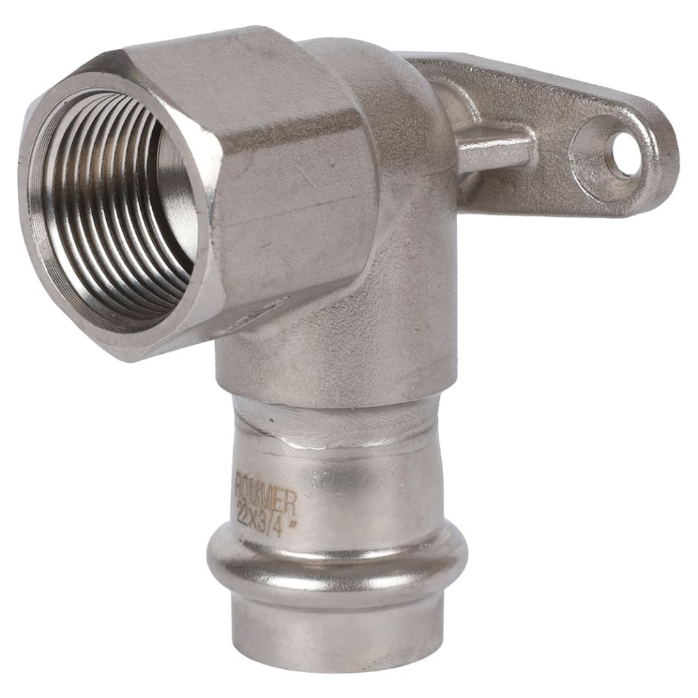 Угольник настенный ВПр-ВР 22х3/4" из нерж. стали с креплением прессовой / Rommer фото на multiBOX