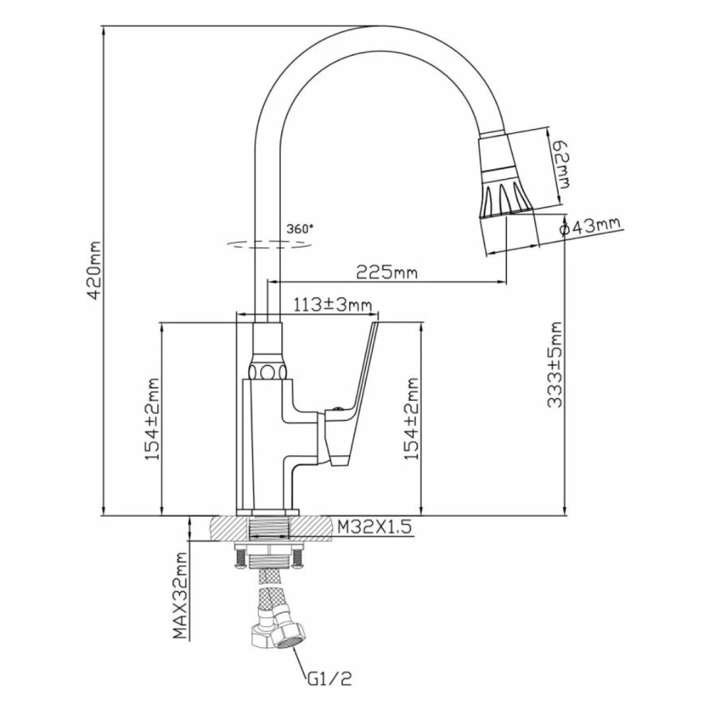 Смеситель для кухни (Lt) D35, серия WIN (AVWIN4-A165-141) / AV Engineering фото на multiBOX