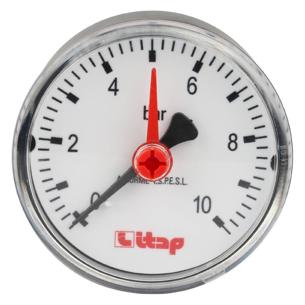 Манометр аксиальный 483, 1/4", 63 мм, 0...10 бар с указателем предела / Itap фото на multiBOX