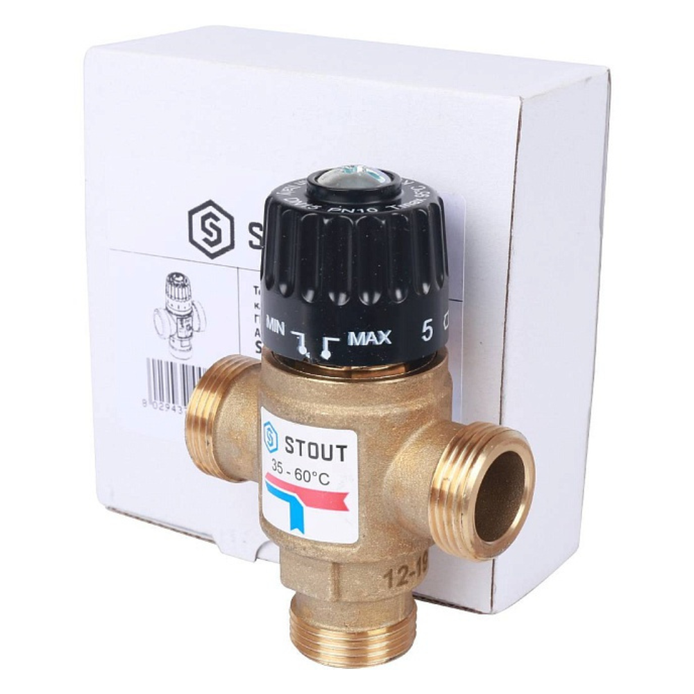 Термостатический смесительный клапан 3/4" НР, 35-60°С, KVs 1.6 / Stout фото на multiBOX