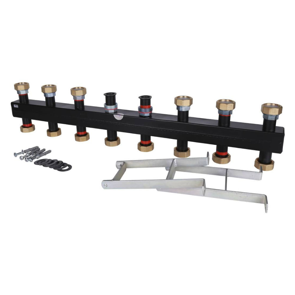 Распределительный коллектор до 7 отопит. контуров, нерж. сталь, компл. кронштейнов / Meibes фото на multiBOX