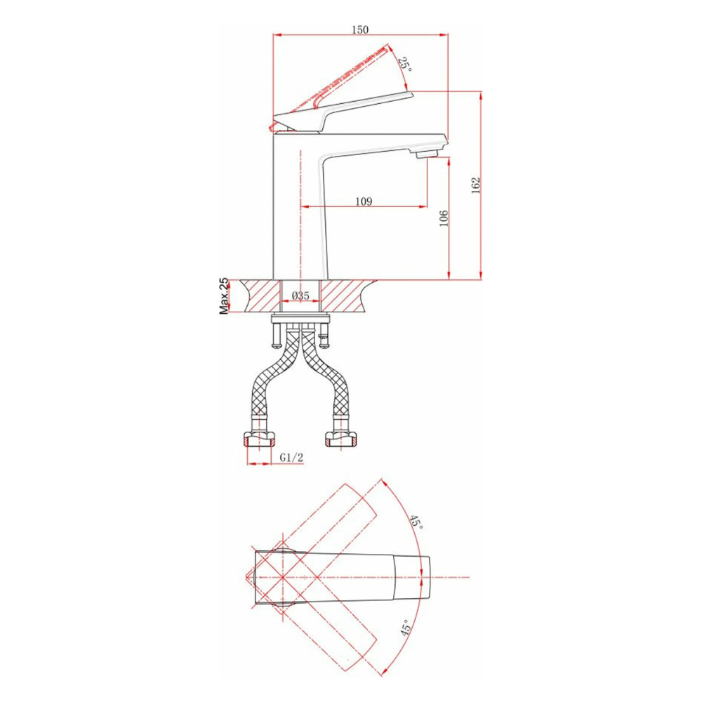Смеситель для умывальника (Lt) D35, серия LILY черный (A5-1221) / A-five фото на multiBOX