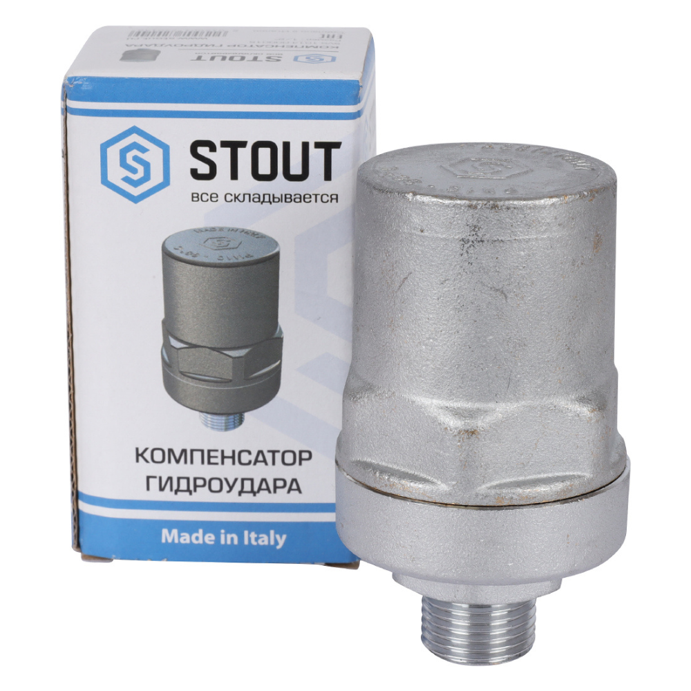 Компенсатор гидроудара 1/2" НР, хром / Stout фото на multiBOX