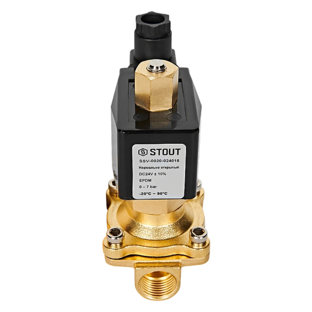 Электромагнитный клапан 1/2" НО, 24В, прямого действия / Stout фото на multiBOX