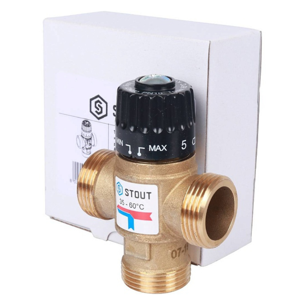 Термостатический смесительный клапан 1" НР, 35-60°С, KVs 2.5 / Stout фото на multiBOX