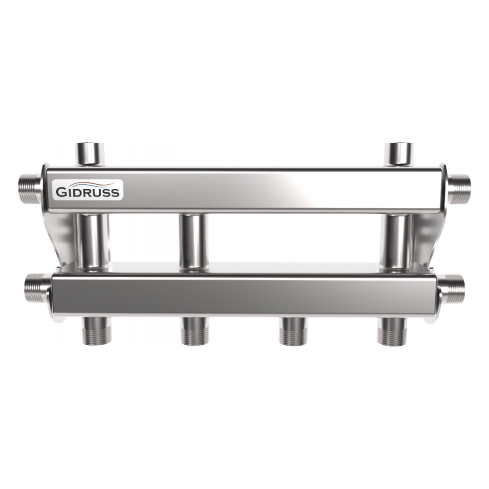Модульный коллектор на 2+1 контура MKSS-40-3D до 40 кВт, нерж. сталь, магистраль 3/4", 3 контура 3/4" / Gidruss фото на multiBOX