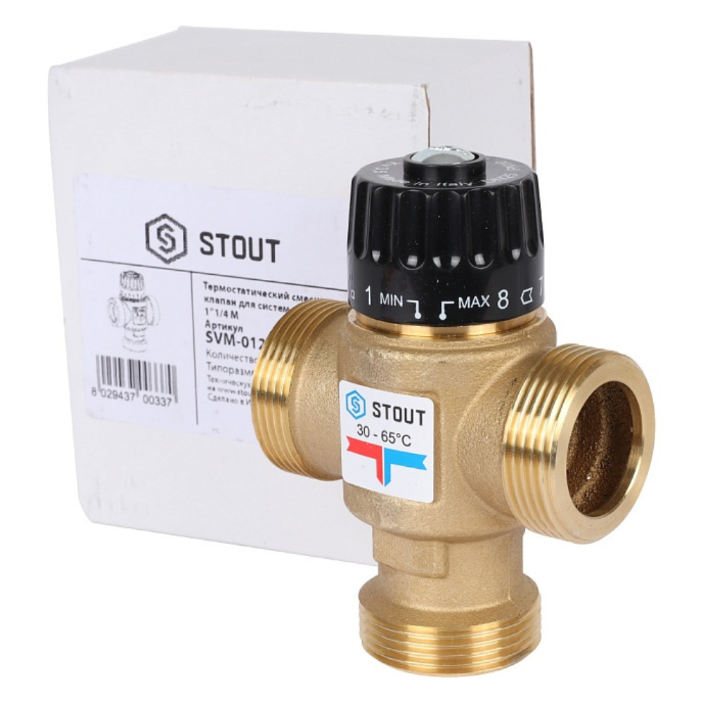 Термостатический смесительный клапан 1 1/4" НР, 30-65°С, KVs 3.5 / Stout фото на multiBOX