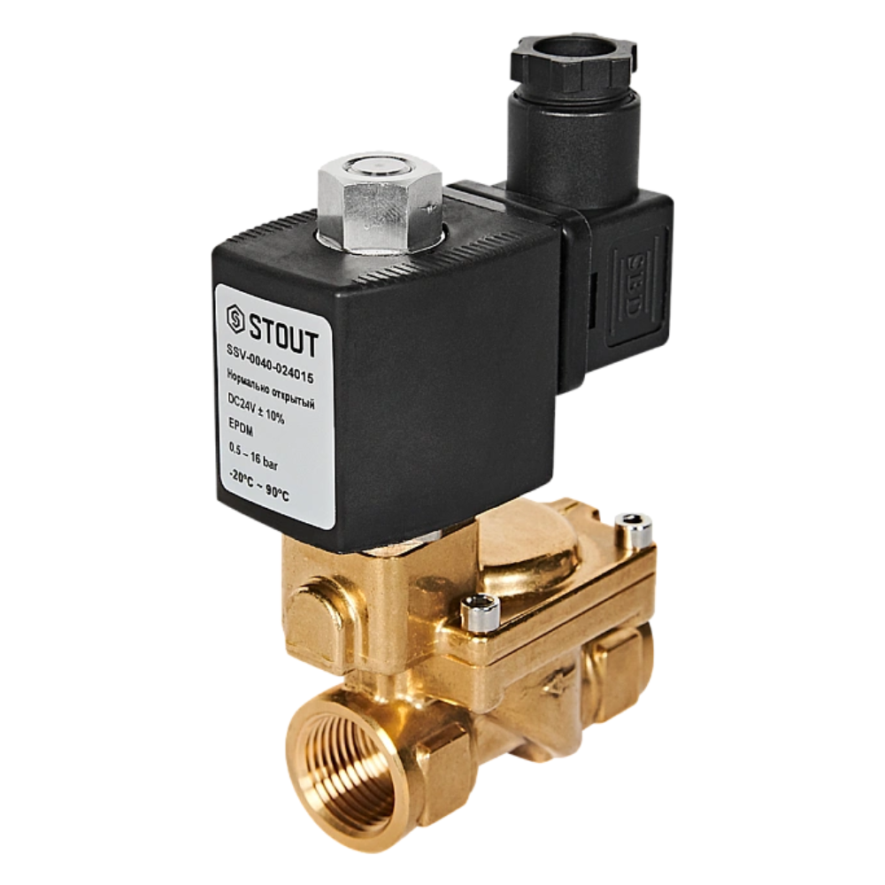 Электромагнитный клапан 1/2" НО, 24В, непрямого действия / Stout фото на multiBOX