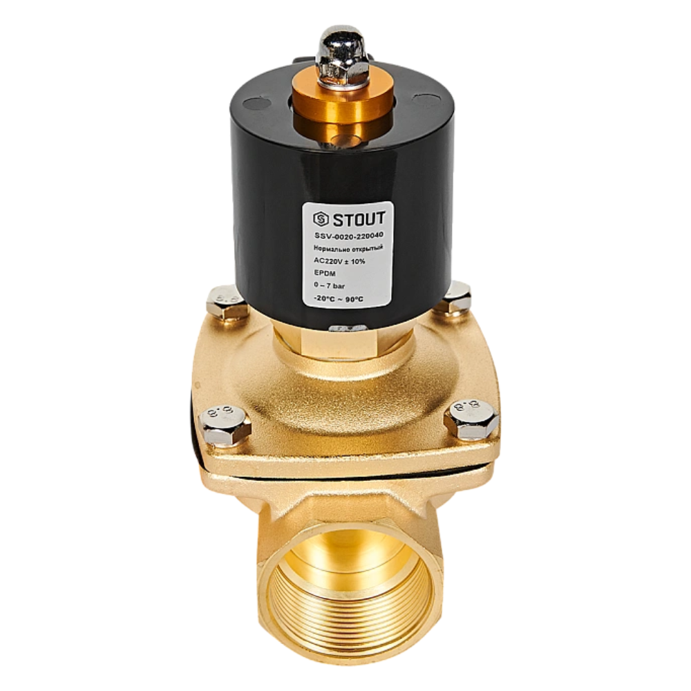 Электромагнитный клапан 1 1/2" НО, 220В, прямого действия / Stout фото на multiBOX