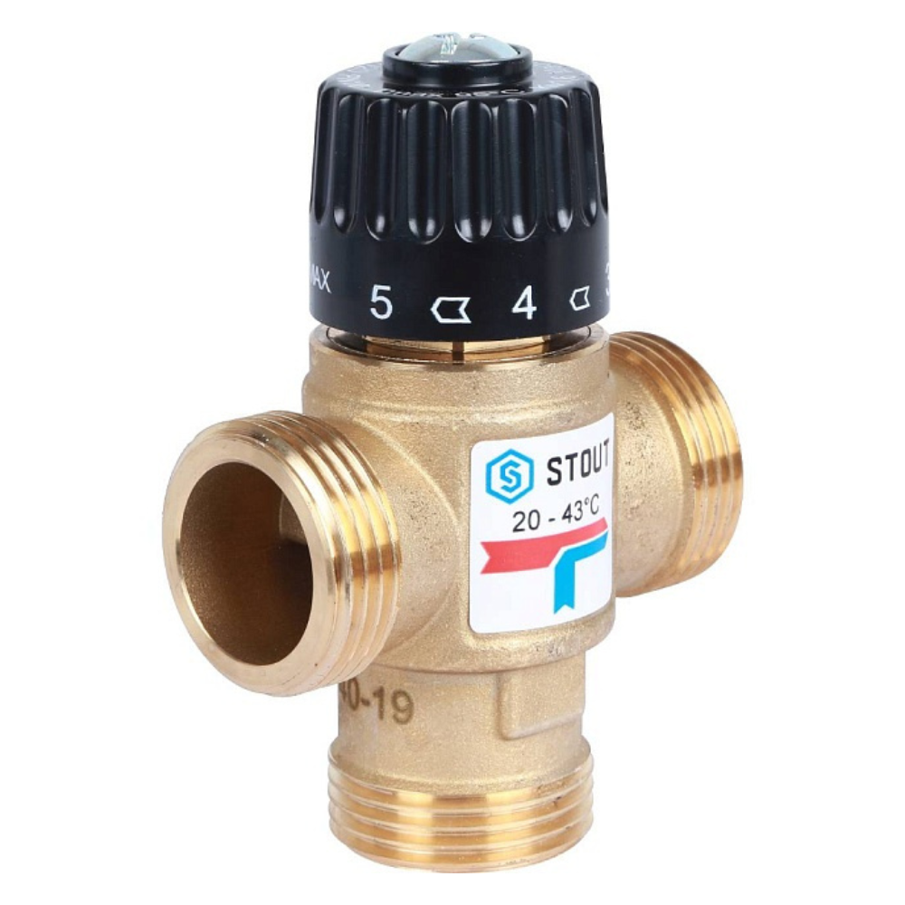 Термостатический смесительный клапан 1" НР, 20-43°С, KVs 1.6 / Stout фото на multiBOX