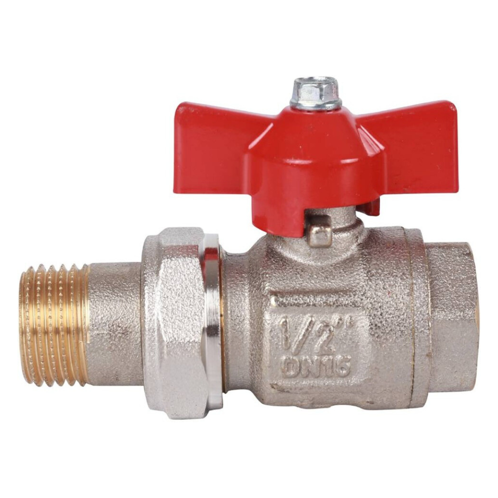 Кран шаровый с накидной гайкой IDEAL 098, 1/2" НР-ВР полнопроходной, ручка бабочка / Itap фото на multiBOX