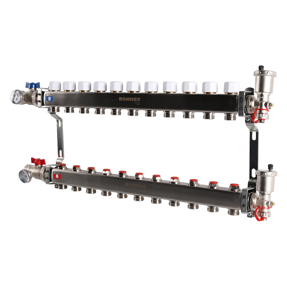 Коллектор из нерж. стали 11 выходов в сборе без расходомеров / Rommer фото на multiBOX