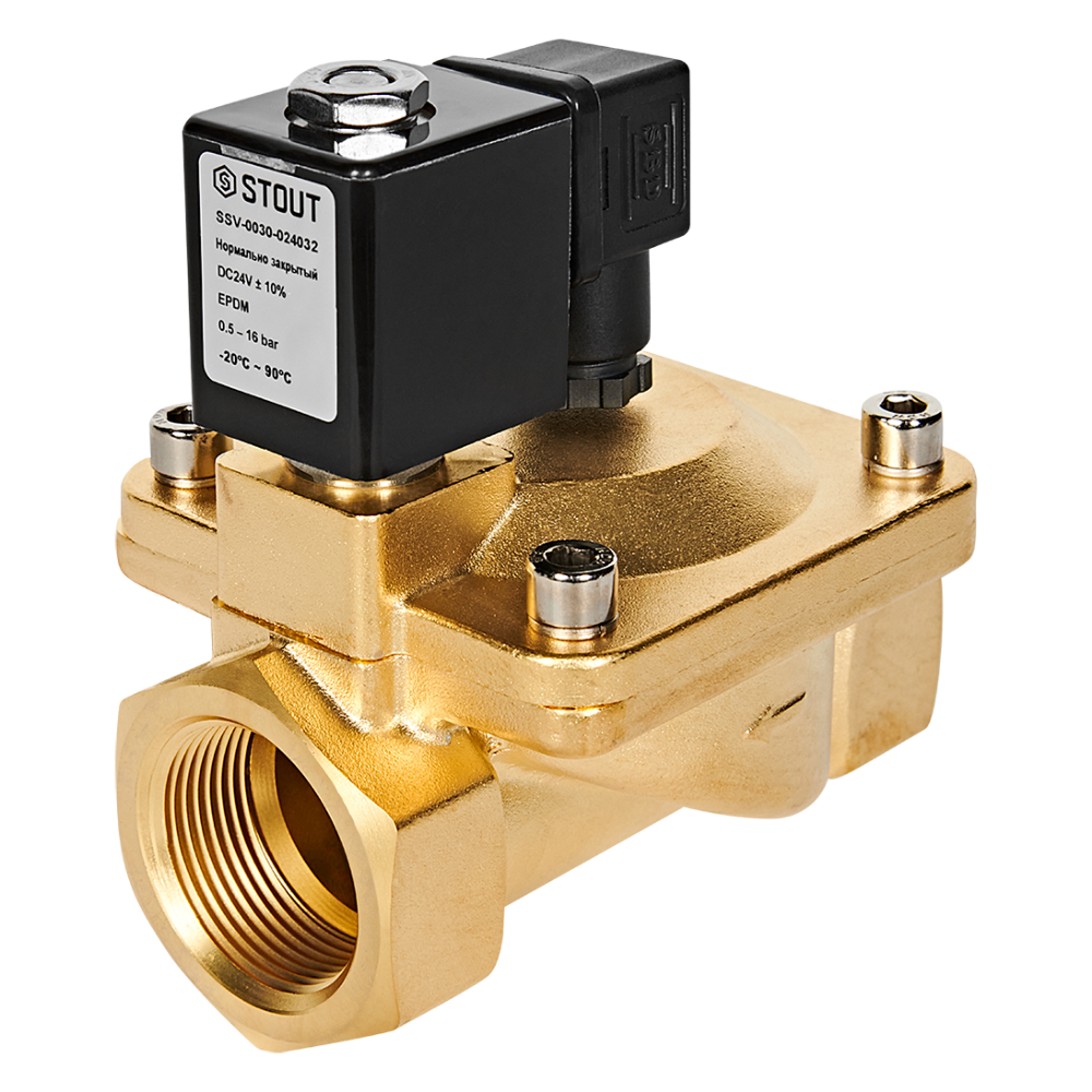 Электромагнитный клапан 1 1/4" НЗ, 24В, непрямого действия / Stout фото на multiBOX