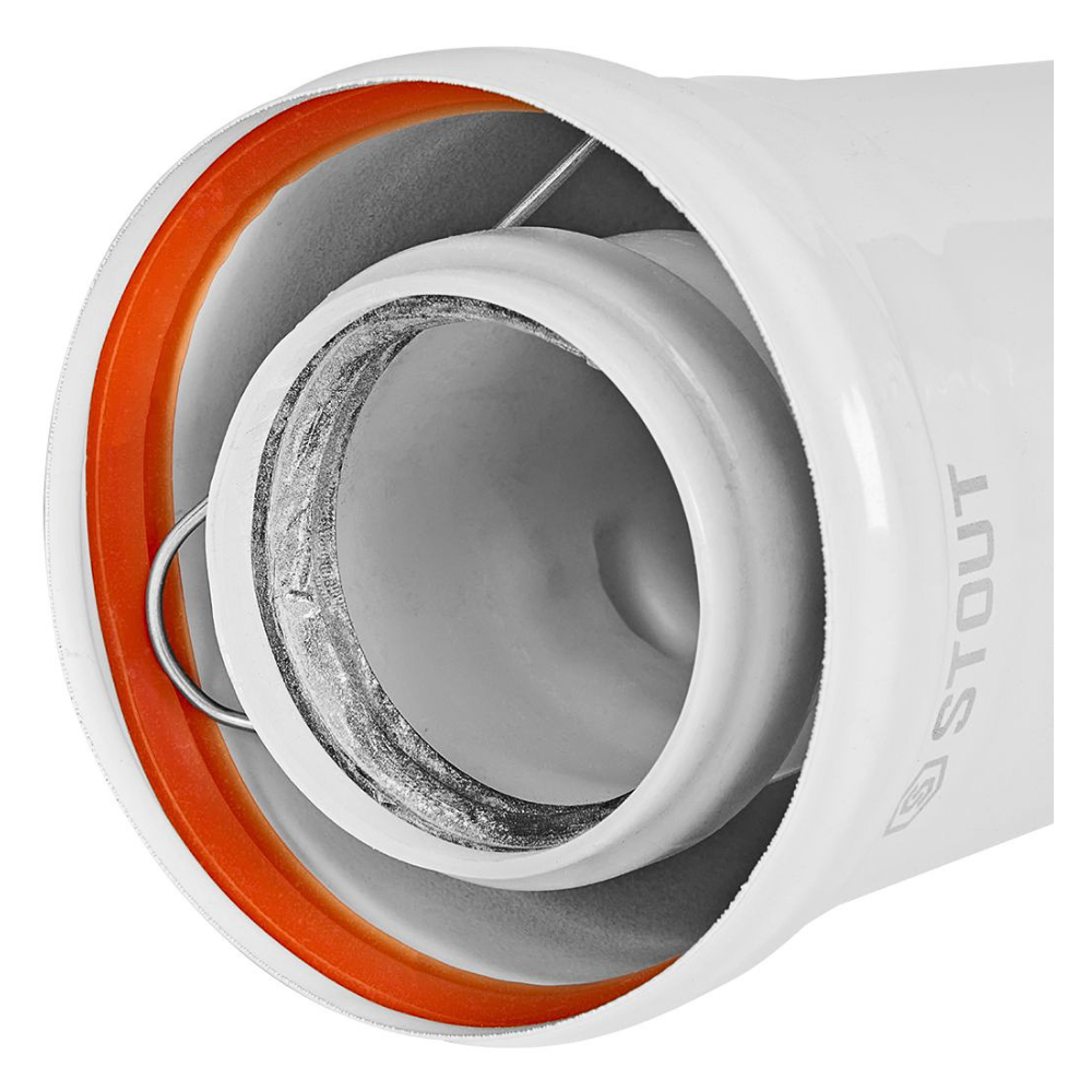 Удлинитель D60/100 п-м L250 мм, конденсационный / Stout фото на multiBOX