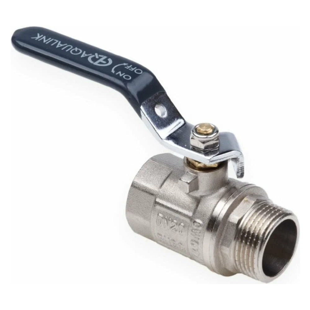 Кран шаровый 1" ВР-НР, ручка рычаг, никель / Aqualink фото на multiBOX