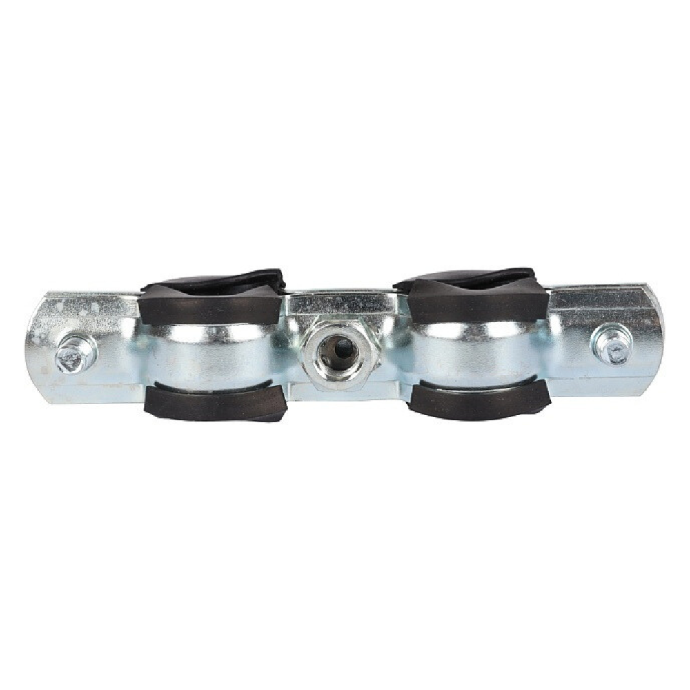 Двойной хомут для труб 3/8" (15-19) комплект: хомут, шпилька шуруп, дюбель пластиковый / Stout фото на multiBOX