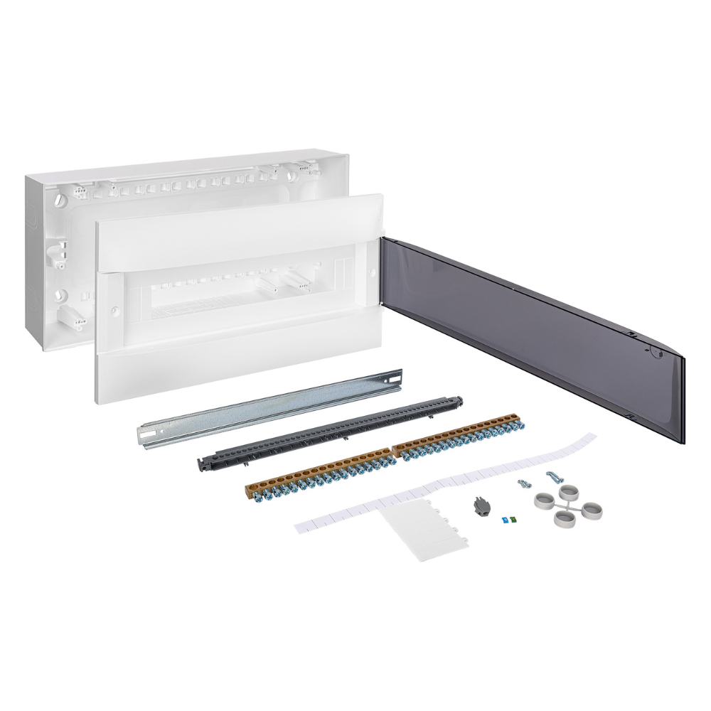 Щиток накладной PRACTIBOX S 22M / 1x22, прозрачная дым. дверь, N+PE, IP40 / Legrand фото на multiBOX