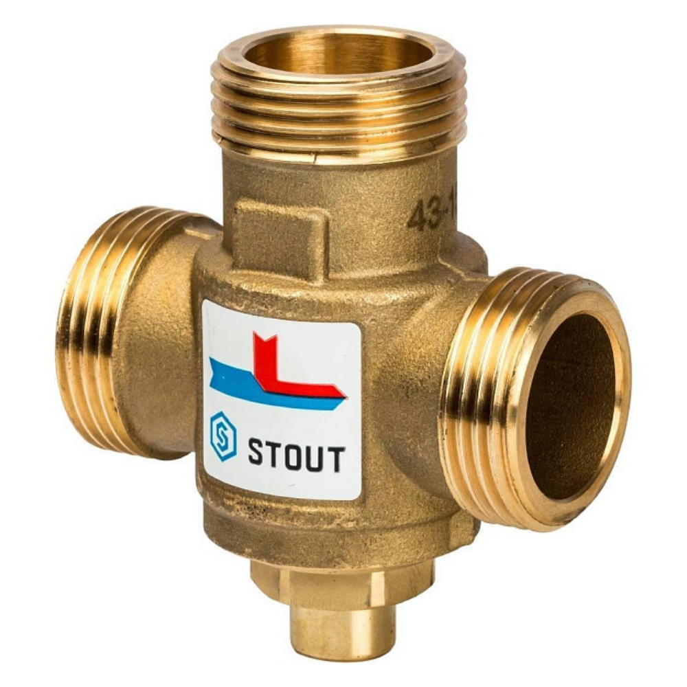 Термостатический смесительный клапан 1" НР - 1 1/2" ВР - 1" НР, 60°С / Stout фото на multiBOX