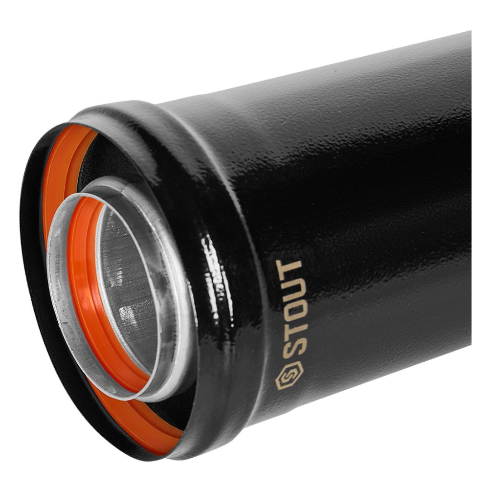 Удлинитель D60/100 п-м L500 мм, черный, традиционный / Stout фото на multiBOX