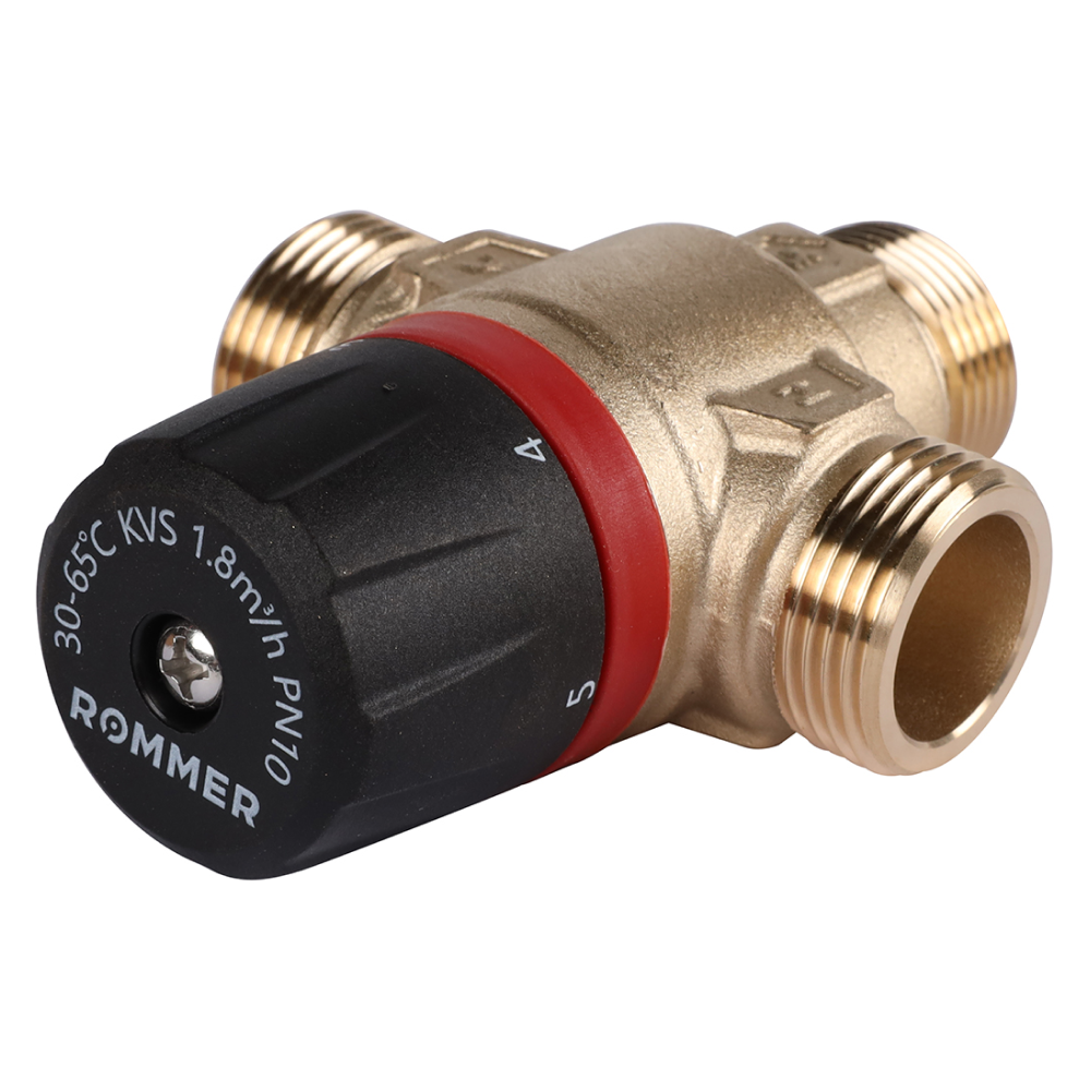 Термостатический смесительный клапан 3/4" НР, 30-65°С, KVs 1.8 (центральное смешивание) / Rommer фото на multiBOX