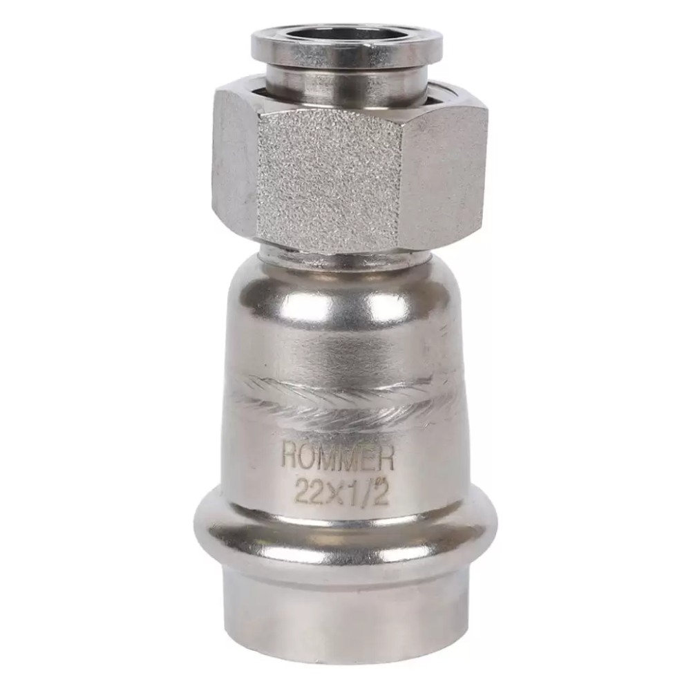 Переходник с накидной гайкой ВПр-ВР 22х1/2" из нерж. стали прессовой / Rommer фото на multiBOX