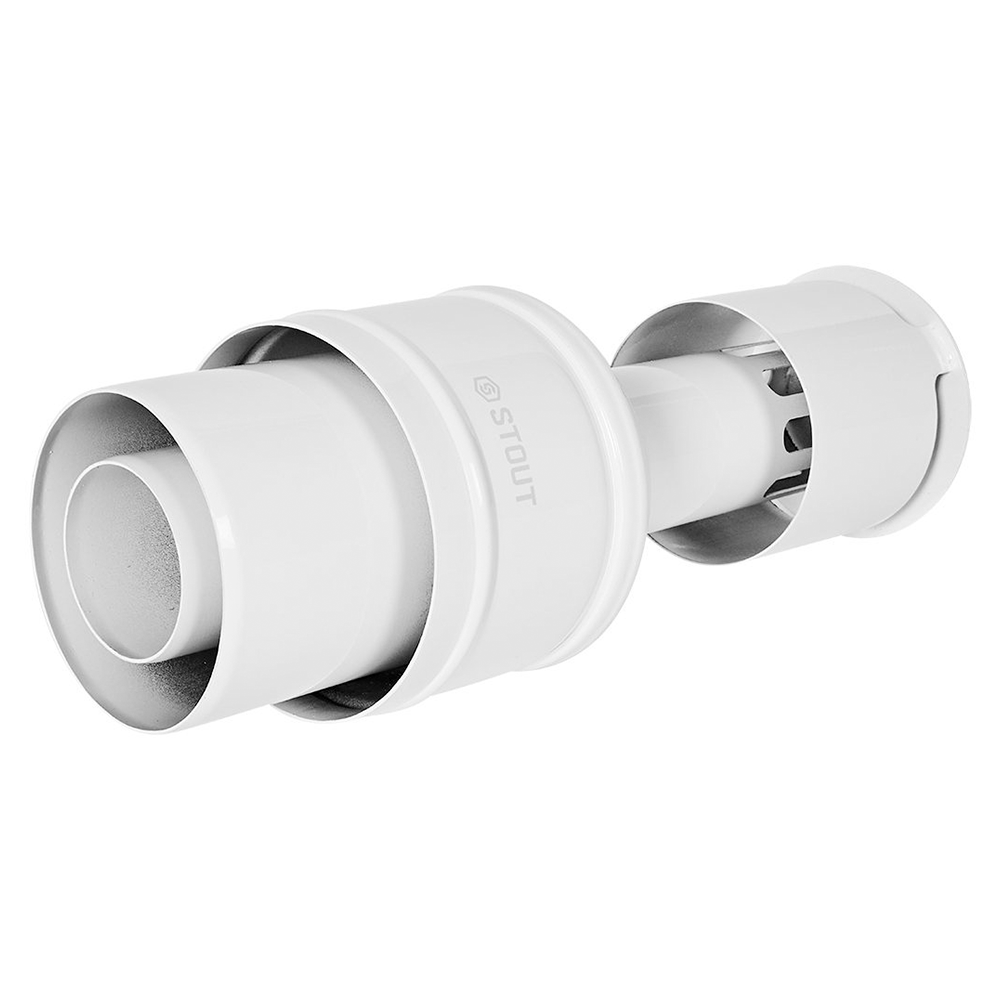 Оголовок верт. с ветрозащитой D60/100 п-п, белый узкий, традиционный / Stout фото на multiBOX