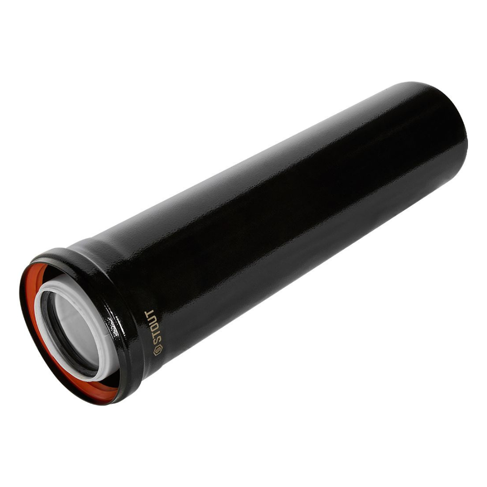 Удлинитель D80/125 п-м L500 мм, черный, конденсационный / Stout фото на multiBOX