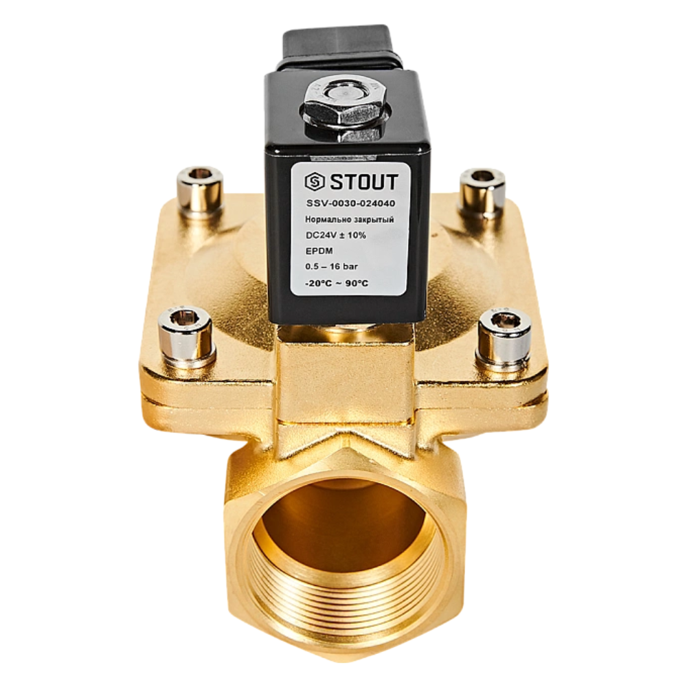 Электромагнитный клапан 1 1/2" НЗ, 24В, непрямого действия / Stout фото на multiBOX