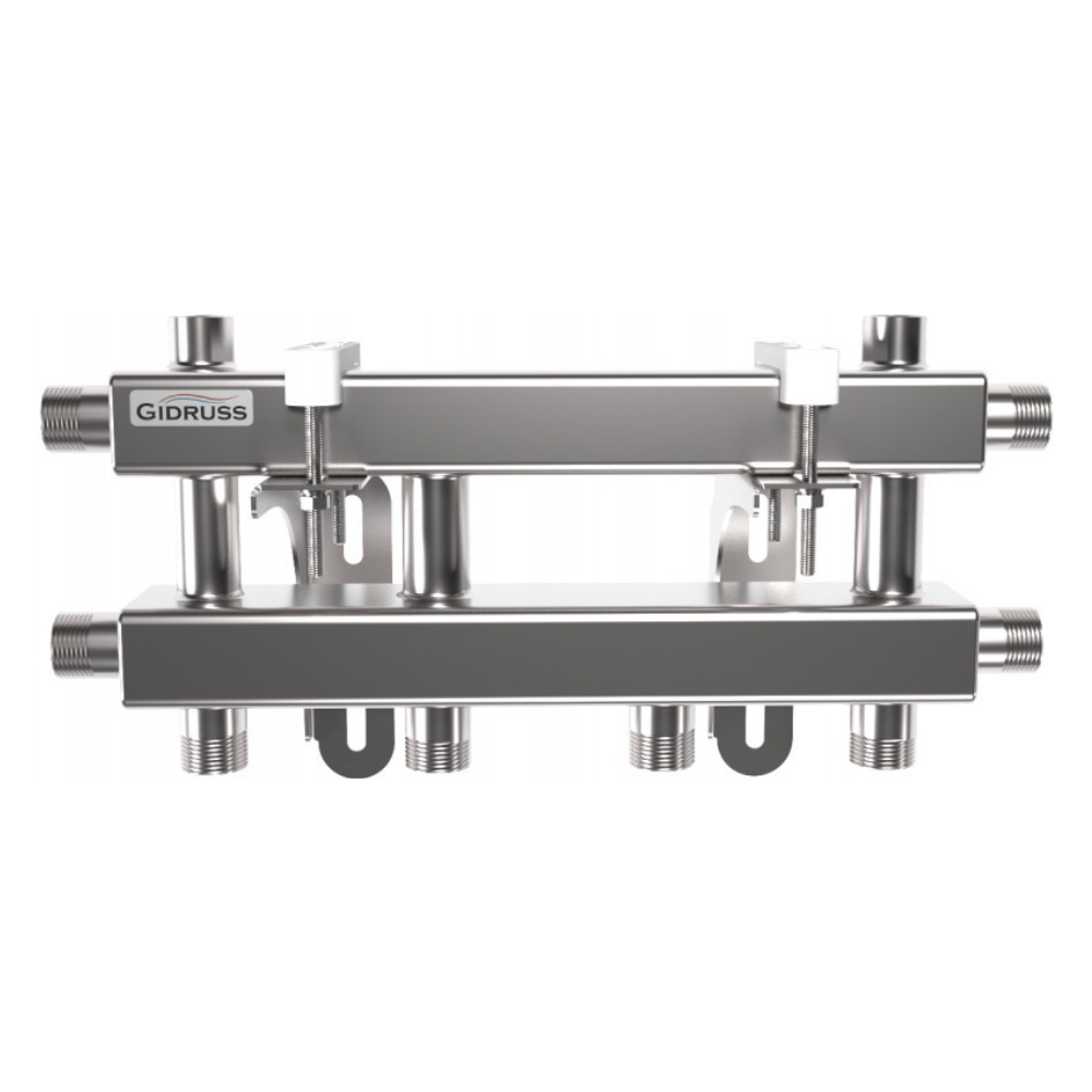 Модульный коллектор на 2+1 контура MKSS-40-3D до 40 кВт, нерж. сталь, магистраль 3/4", 3 контура 3/4" / Gidruss фото на multiBOX
