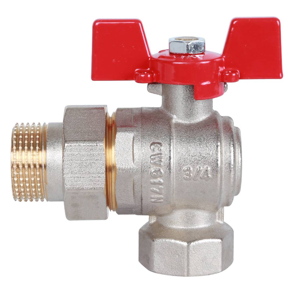 Кран шаровой угловой с американкой 3/4" ВР-НР, ручка бабочка / Rommer фото на multiBOX