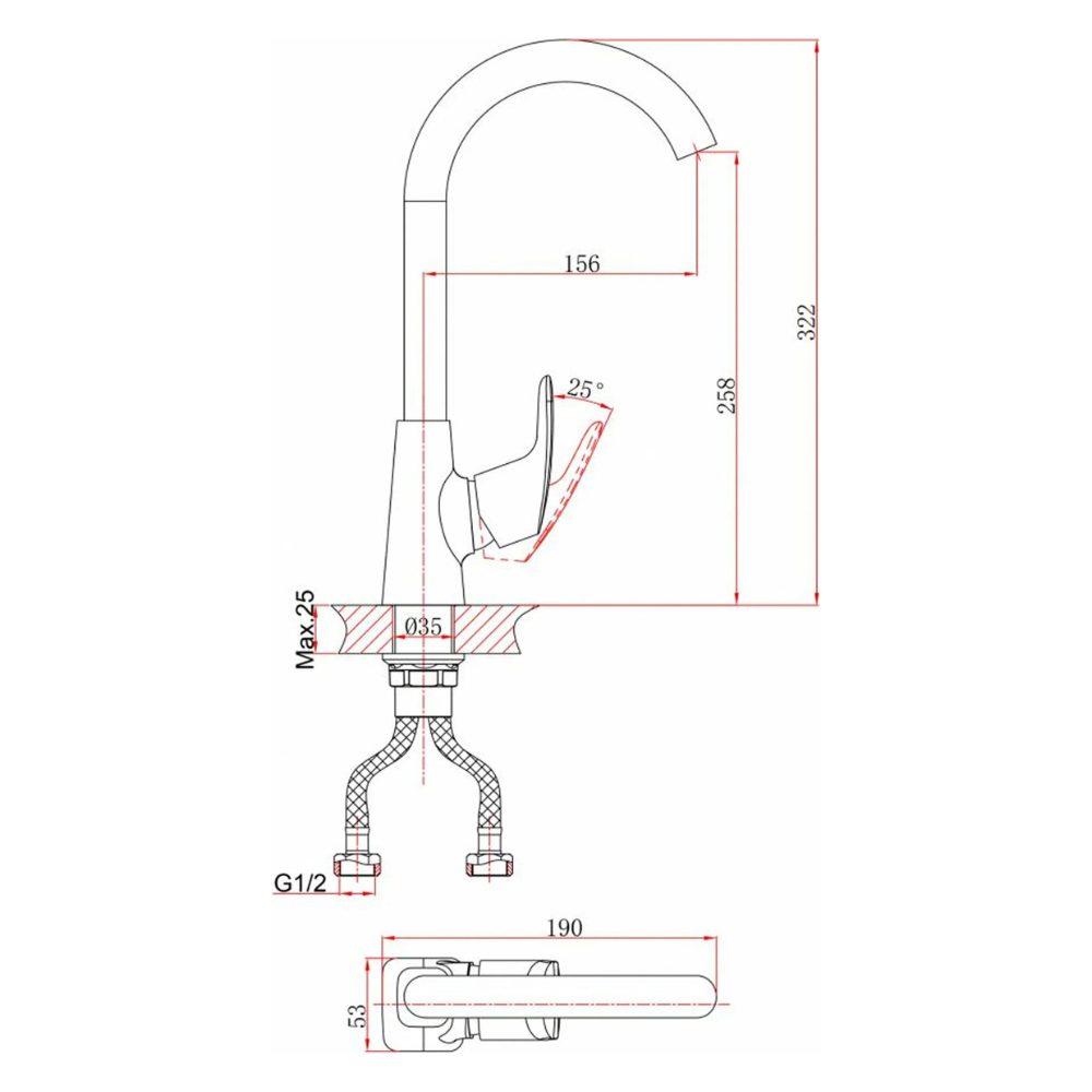 Смеситель для кухни (Lt) D35, серия DAISY хром (A5-0324) / A-five фото на multiBOX