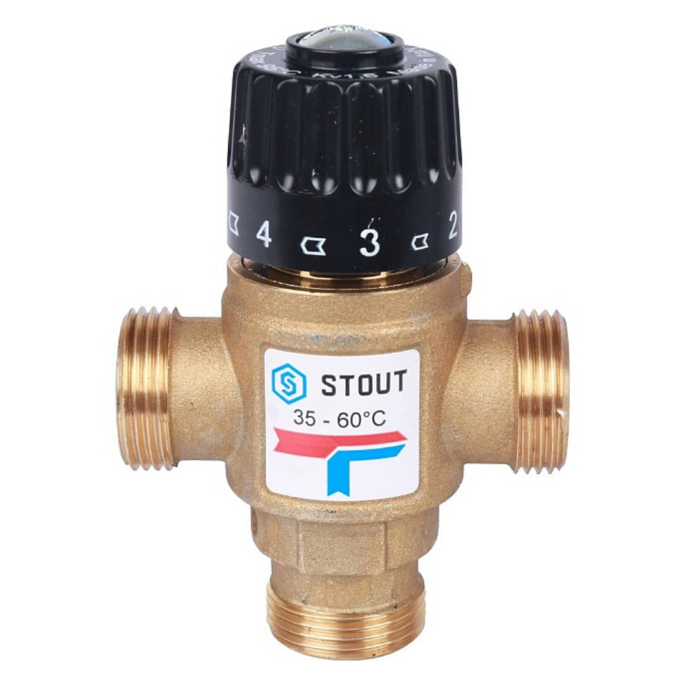 Термостатический смесительный клапан 3/4" НР, 35-60°С, KVs 1.6 / Stout фото на multiBOX