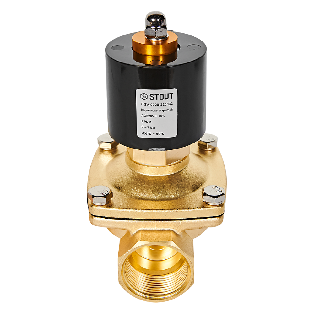 Электромагнитный клапан 1 1/4" НО, 220В, прямого действия / Stout фото на multiBOX
