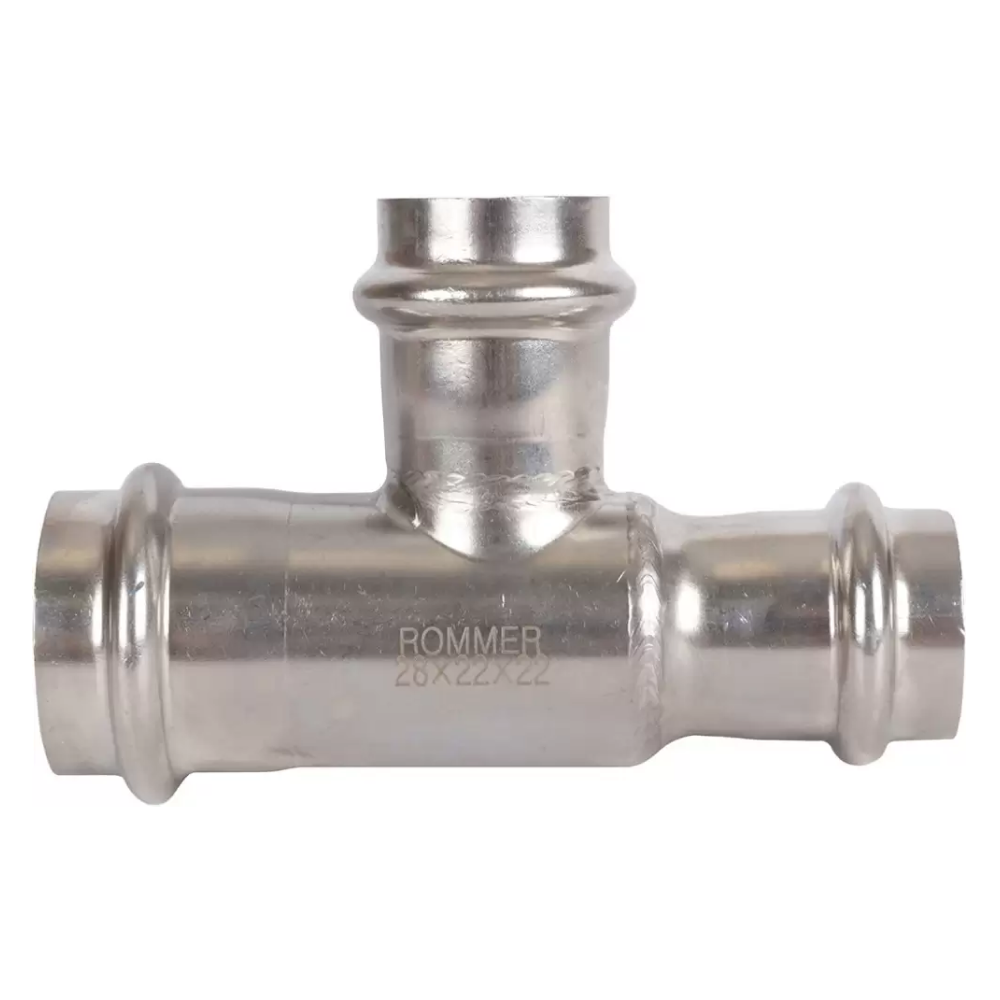 Тройник переходной ВПр 28х22х22 из нерж. стали прессовой / Rommer фото на multiBOX